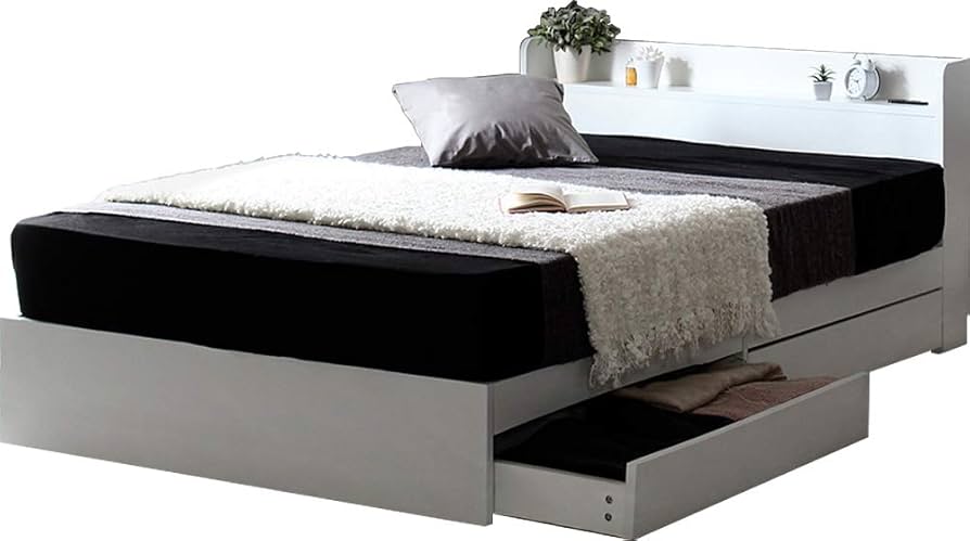 Amazon.co.jp: ベッドフレーム 棚付き 2口コンセント 左右設置可能2杯