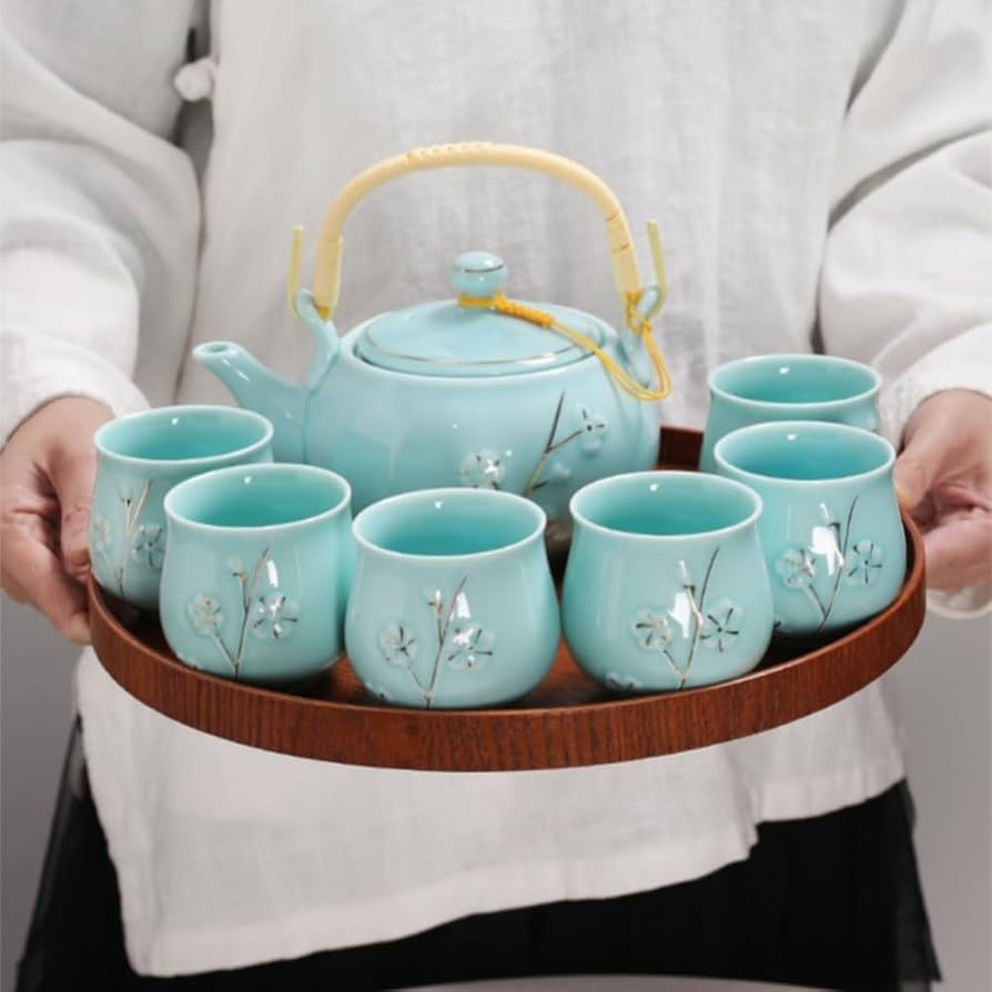 Amazon.co.jp: 急須 湯呑 陶器製ティーセット 茶器セット 内蔵茶こし