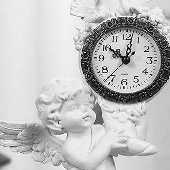 Amazon｜置時計天使彫刻装飾卓上時計家の装飾サイレントスイープ秒機