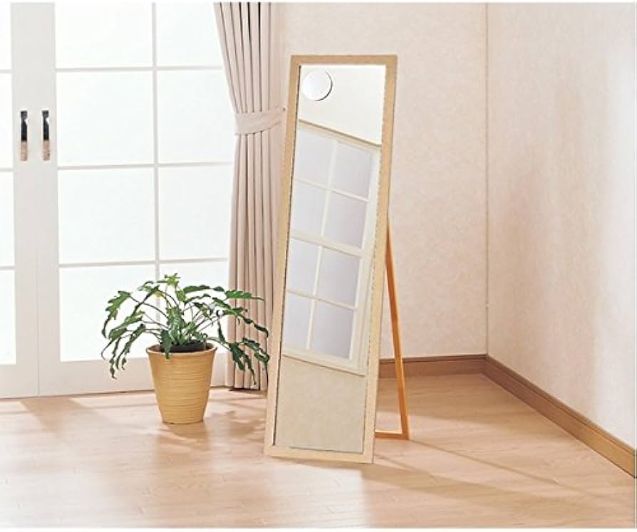 Amazon.co.jp: ウッドウォールミラー/全身姿見鏡 〔スタンド付き