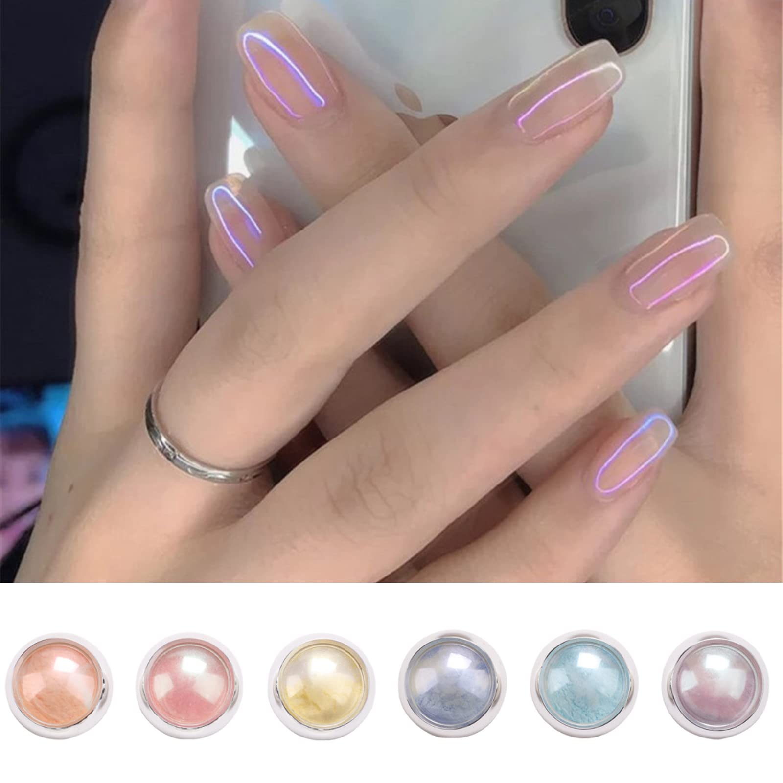 Amazon.co.jp: オーロラパウダー 6色セット ミラーパウダー ネイル