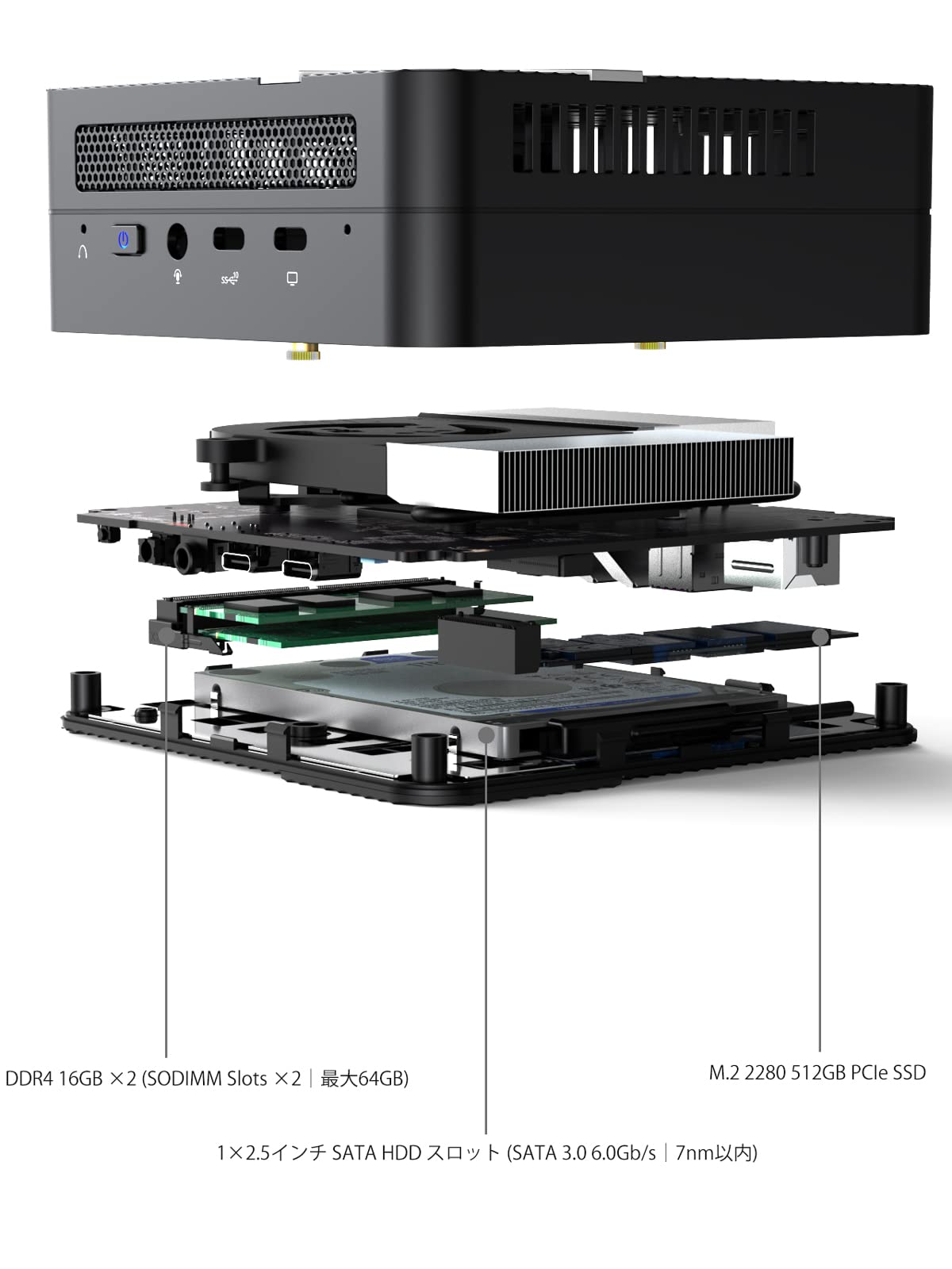 Amazon.co.jp: MINISFORUM UM700ミニPC AMD Ryzen 7 3750H 4C/8T