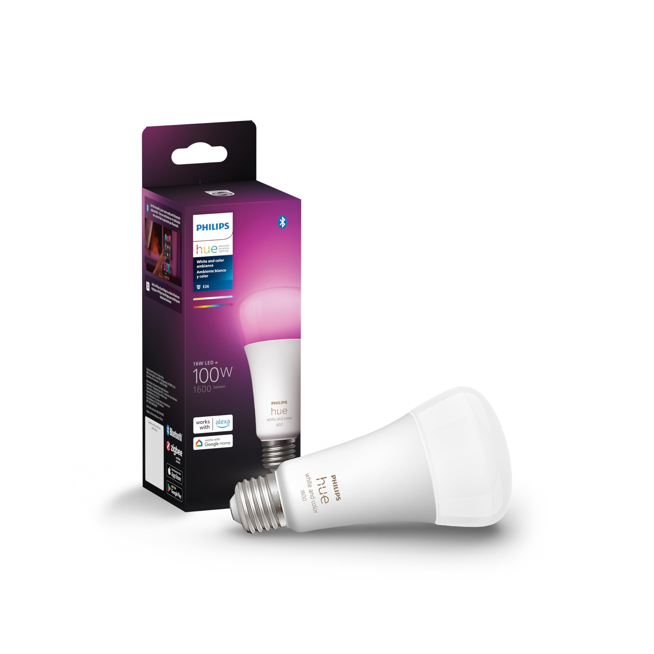 Philips Hue Smart 100W A21 LED Bulb - White and Color Ambiance