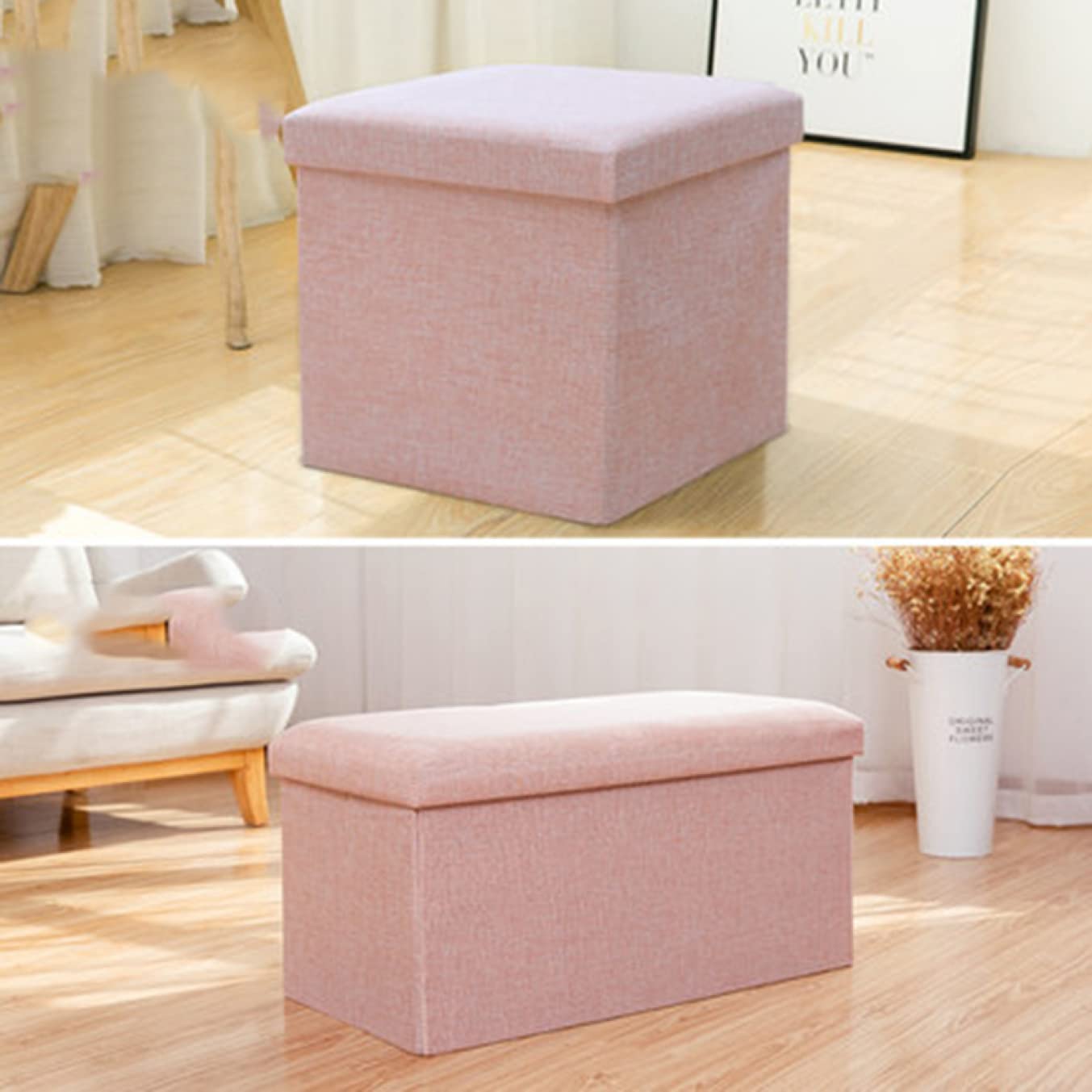 IN ST ANA 収納スツール ベージュ＊ピンク スツール 収納 オットマン