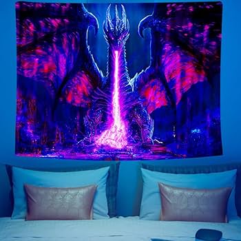 Amazon.com: ADDWel Blacklight Dragon Tapestry, Cool Evil-Dragon