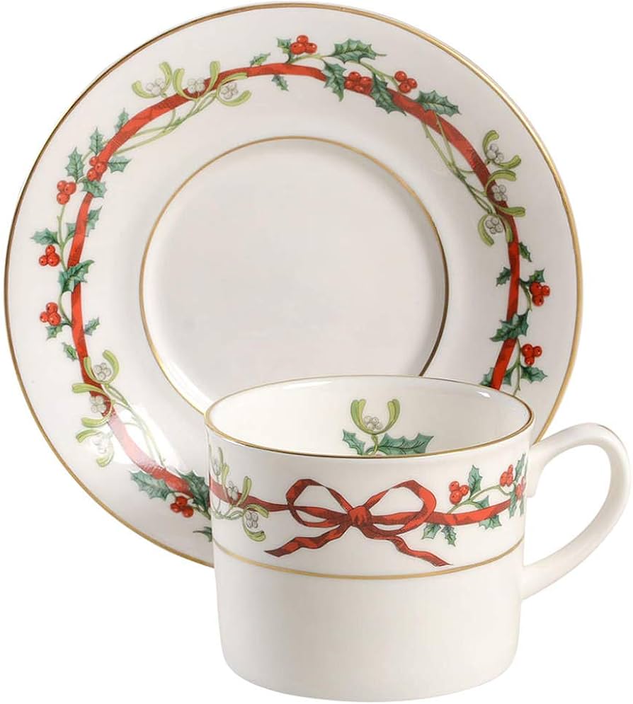 Amazon.com | Royal Worcester Holly Ribbons Teacup and Saucer