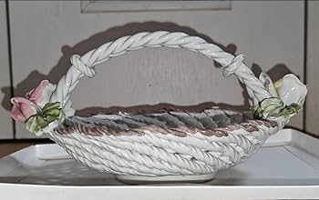 Amazon.co.jp: イタリア製 陶器 バスケット ローズ かご インテリア