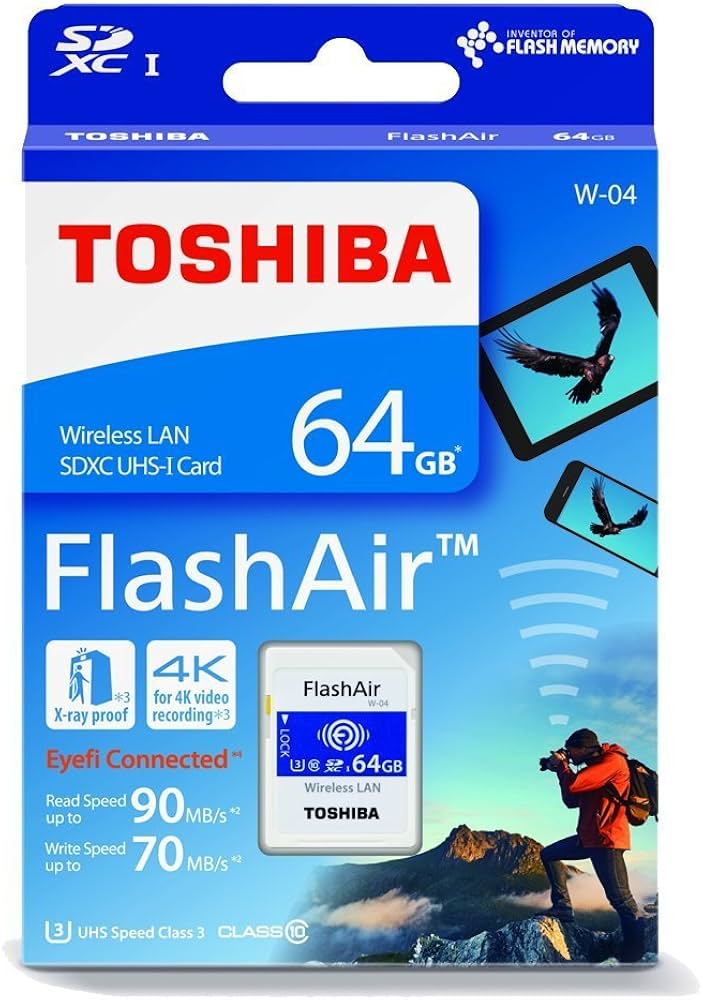 Amazon | Toshiba Flashair w-04?64?GB SDXCクラス10メモリカード