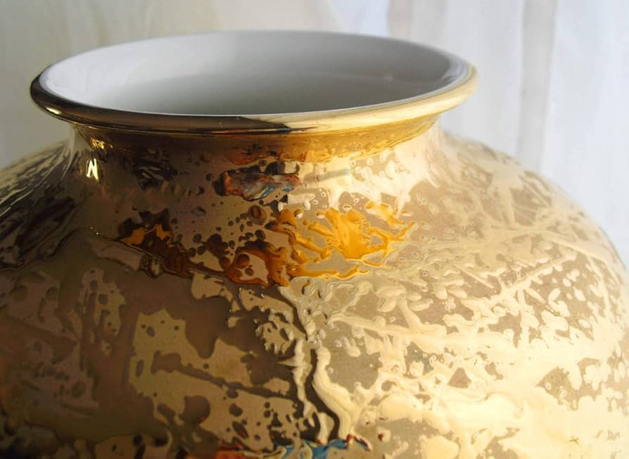 Amazon.co.jp: ナルミ金彩ゴールド花瓶壺フラワーベース全長24cm