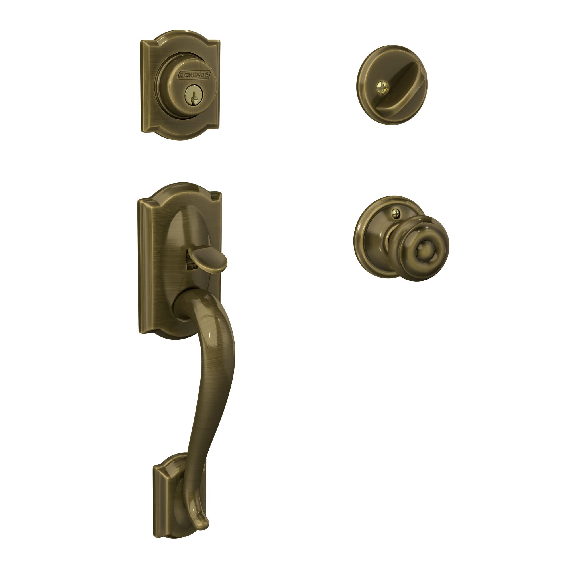 Schlage F60 V CAM 609 GEO Camelot Front Entry Handleset with