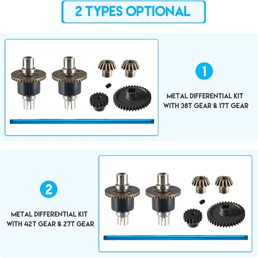 Amazon.com: 1/18 RC Car Metal Differential Kit 38T Gear 17T Gear