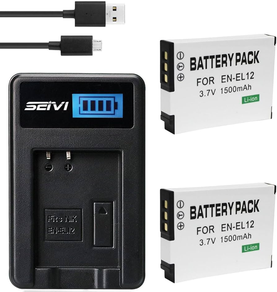 Amazon.com : BnvxR Battery (2-Pack) and Charger for Nikon Coolpix