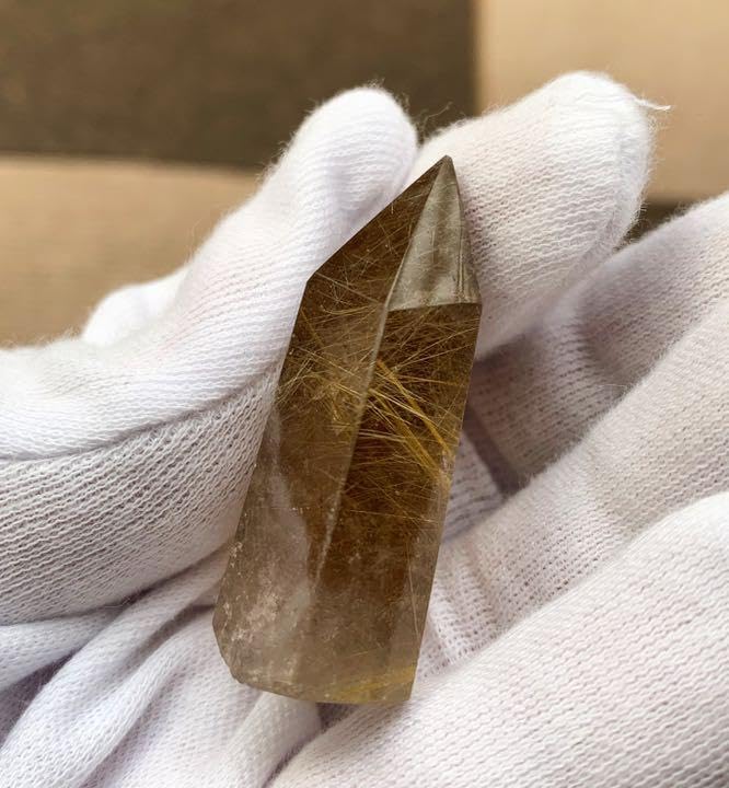 Amazon.co.jp: 金運アップ！ルチルクォーツ 六角柱 No390 : 文房具