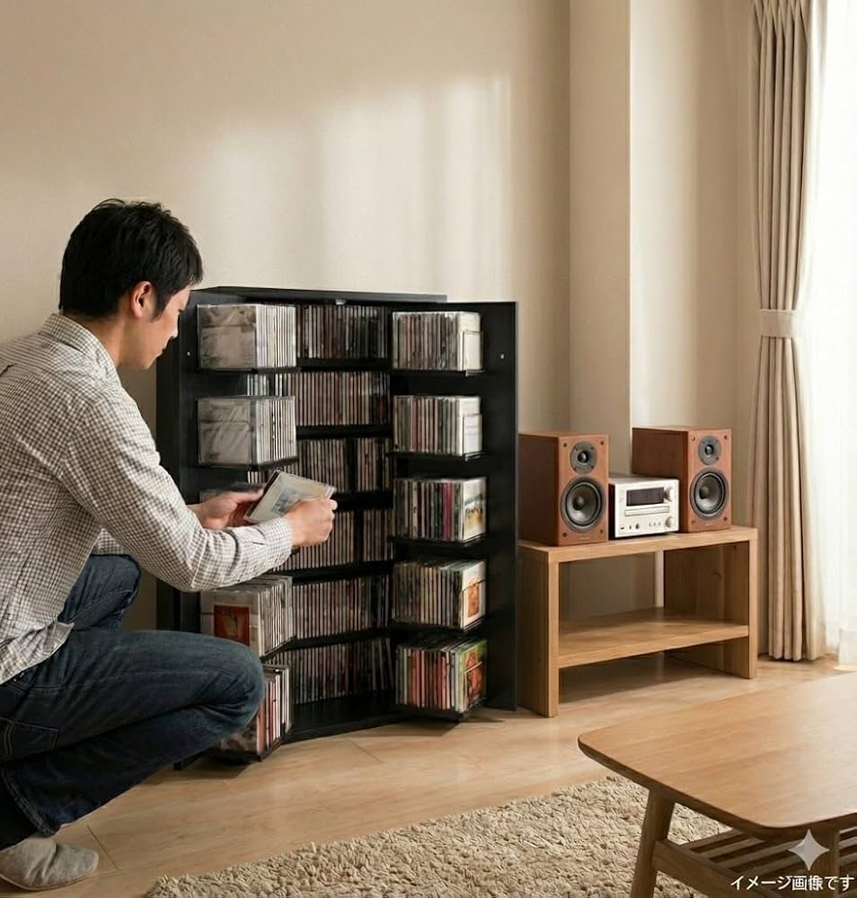 Amazon.co.jp: CDラック 収納名人 CD約454枚収納 日本製 (ブラック