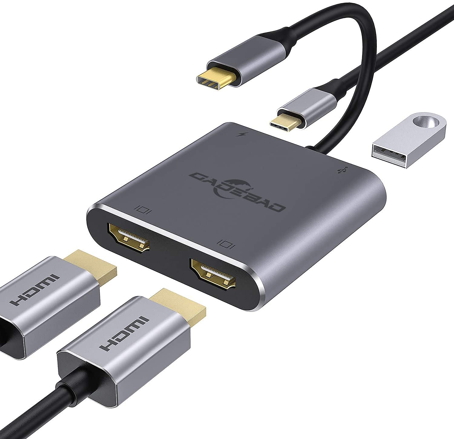 Amazon.co.jp: USB C HDMI 変換アダプター,デュアル HDMI,4-in-1Type C