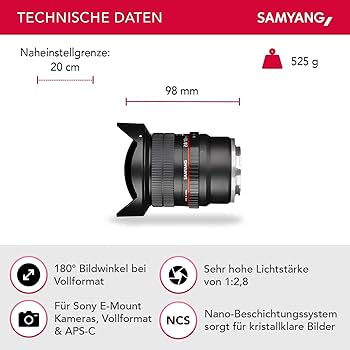 Amazon | SAMYANG 単焦点魚眼レンズ 12mm F2.8 フィッシュアイ ソニー