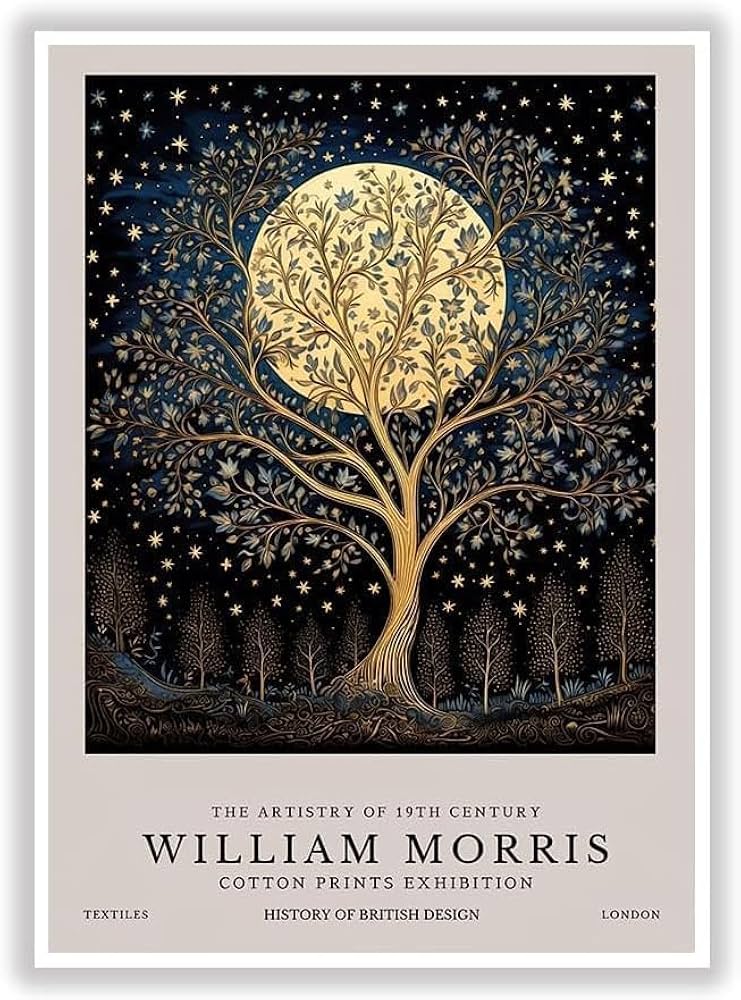 Amazon.co.jp: ウィリアム・モリス ポスターと版画 抽象《月と星
