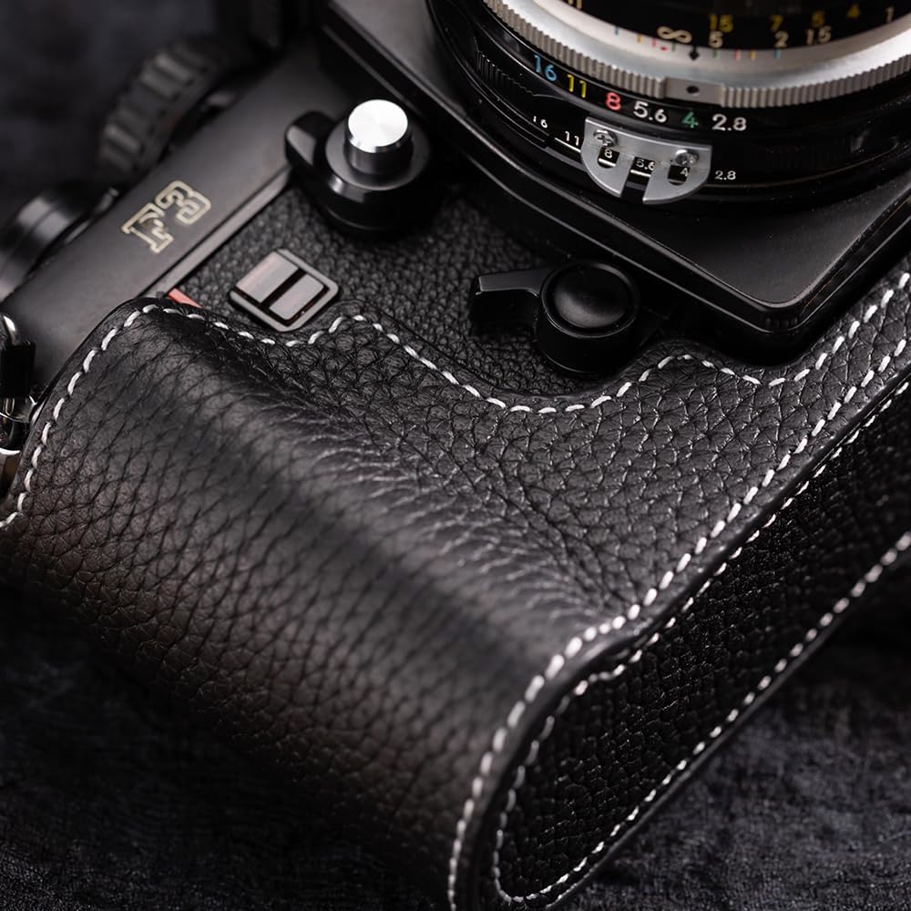Amazon.co.jp: F3 カメラ専用レトロな牛革手作りのハーフケース 軽量