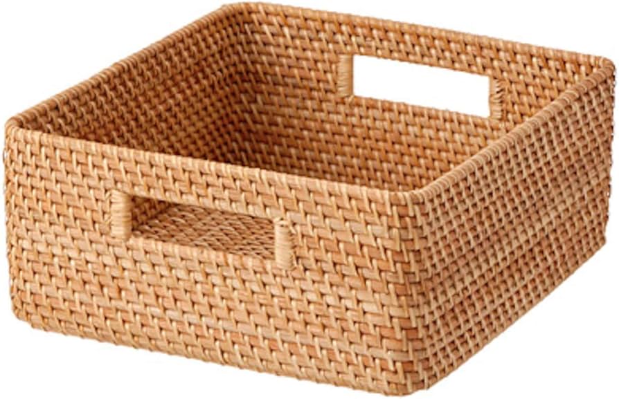 Amazon.co.jp: 無印良品 重なるラタン角型バスケット・中 (V)約幅35