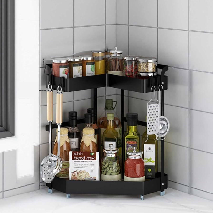 Amazon｜L字型の調味料ラック 調味料収納ラック 2/3段式 調味料置き 大