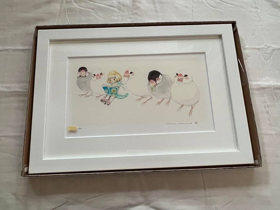 Amazon.co.jp: 羽海野チカ 複製原画 「3月のライオン」 文鳥と女の子