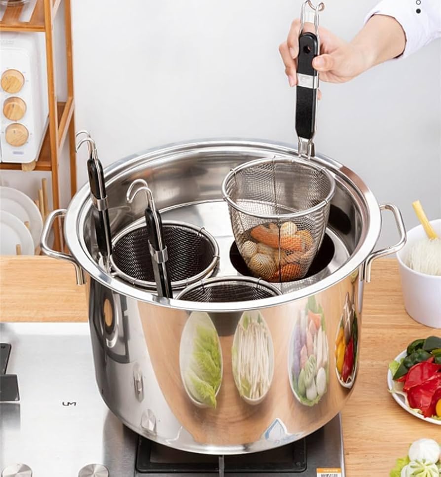 Amazon｜TVT業務用店舗用 そばゆで釜 茹麺鍋セット 深型 パスタ揚げ