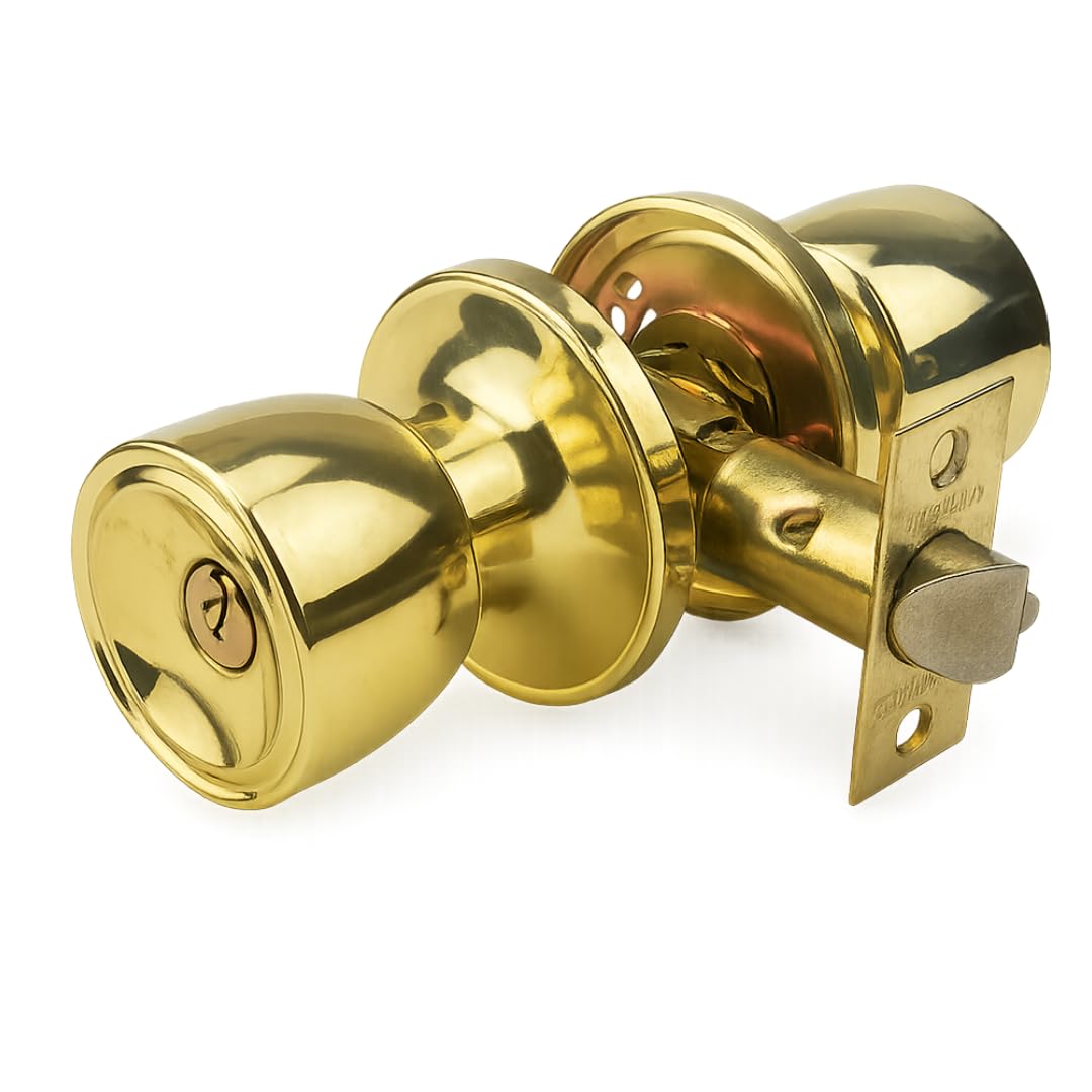 SAFEGUARD Brass Plated Stainless Steel Doorknob Entrance Lock