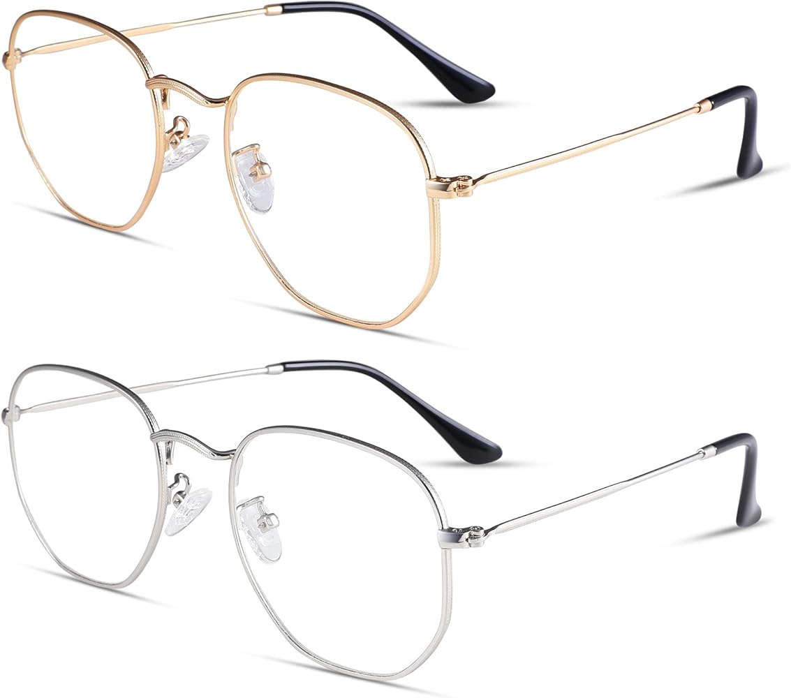 Amazon | AZorb 六角形 クリアレンズメガネ レディース メンズ 処方箋