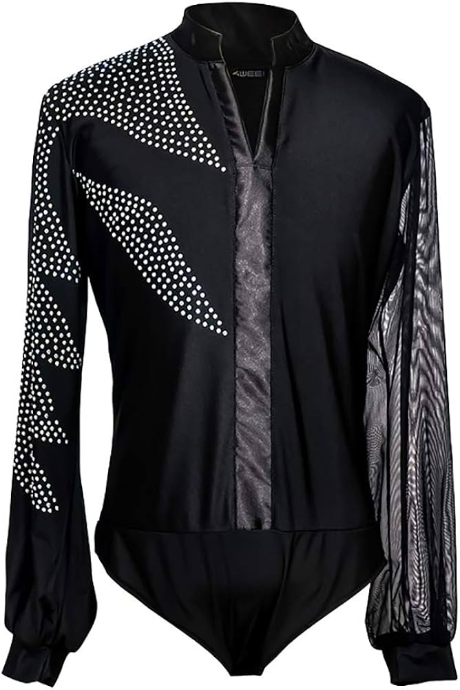 Amazon.co.jp: 社交ダンス トップス メッシュ 男性社交ダンス衣装 長袖