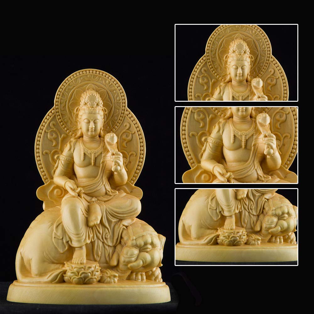 Amazon｜仏像 文殊 普賢 菩薩 木彫り 置物 開運 お守り本尊 風水 祈る