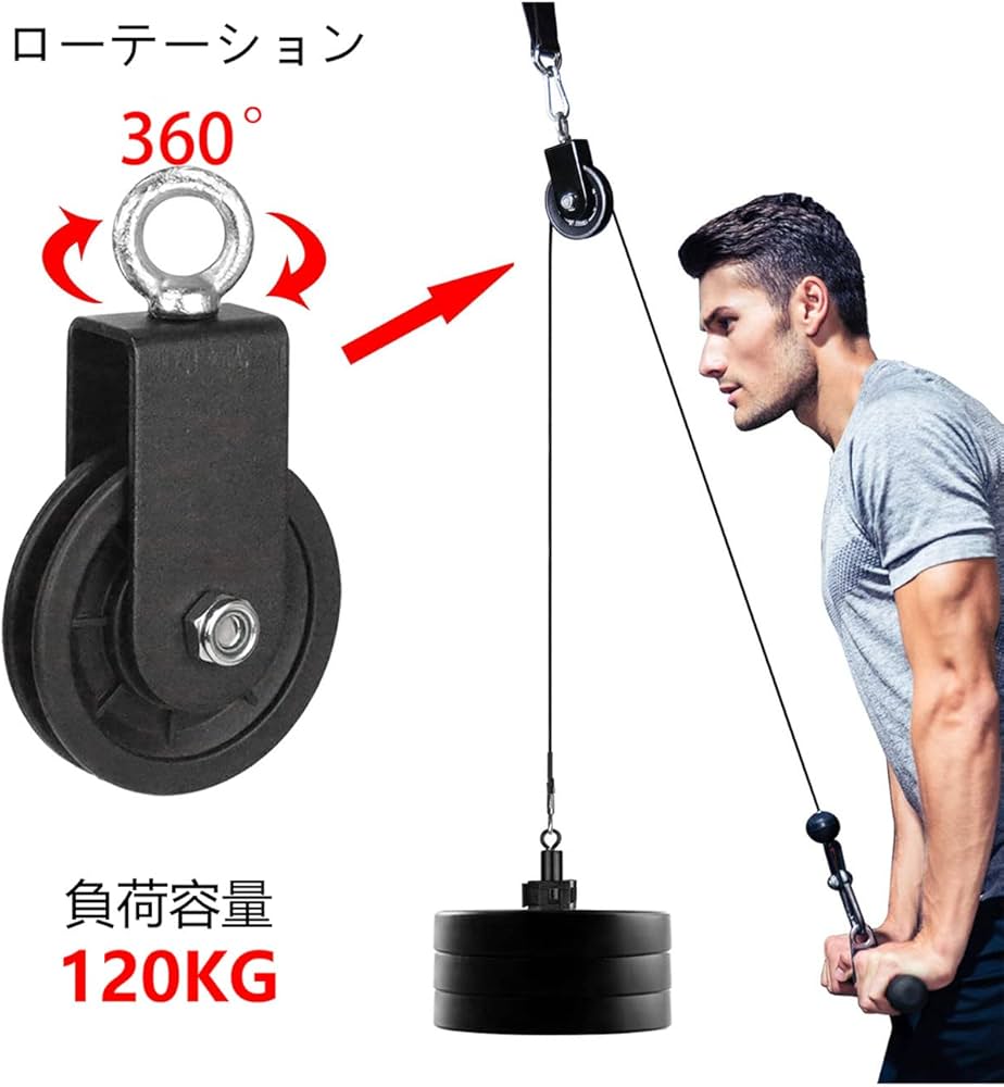 Amazon | 滑车 ケーブルマシン サイレント 360度の回転 プーリー 滑車