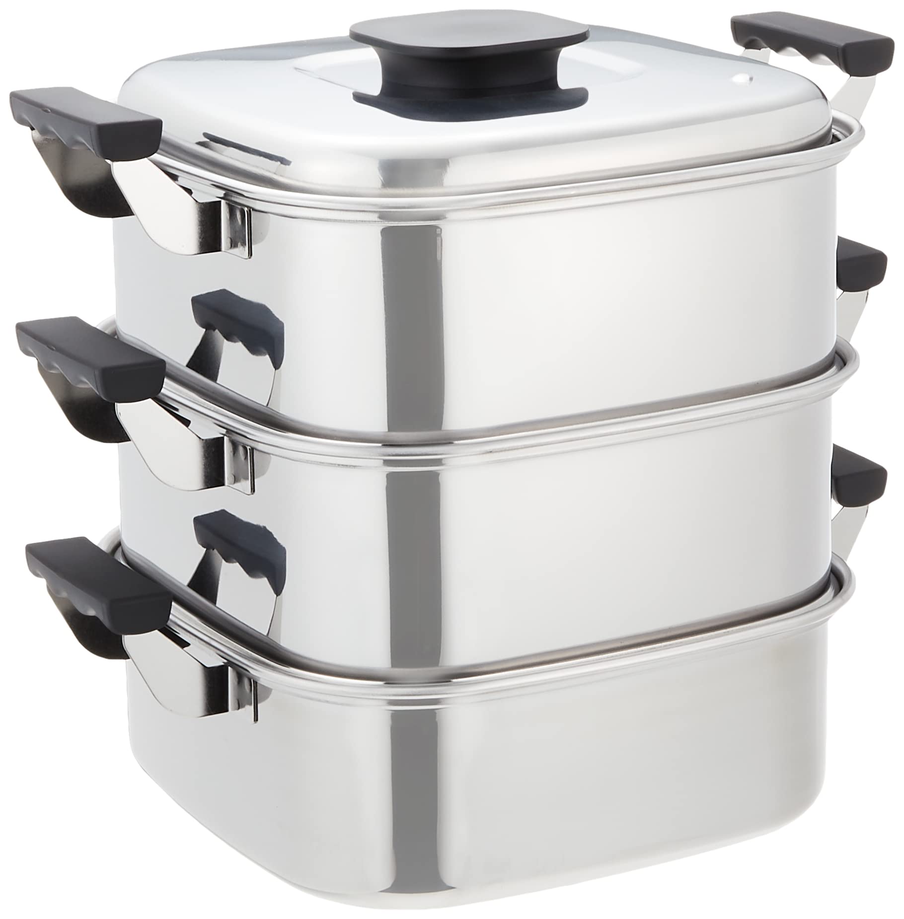 Amazon｜神子島製作所 桃印 18-0角型蒸器 3段27cm｜蒸し器・せいろ