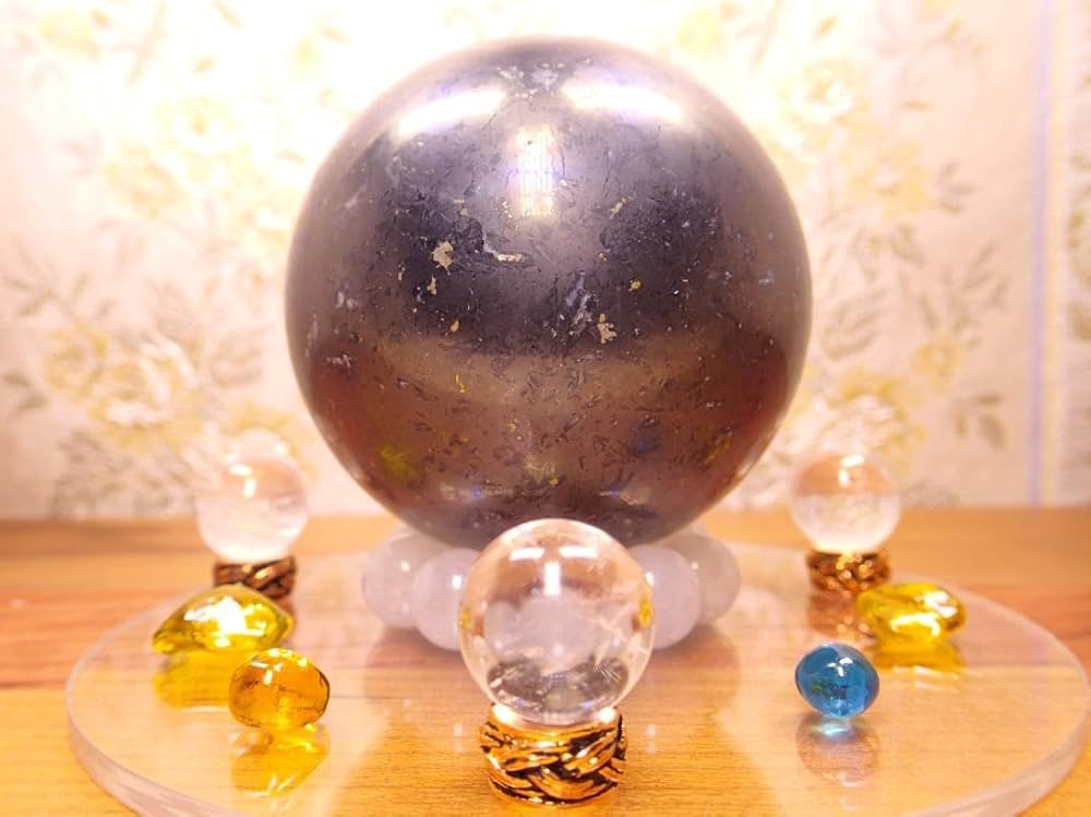 Amazon.co.jp: 聖なる祭壇シュンガイト水晶丸玉アンダラクリスタル銅