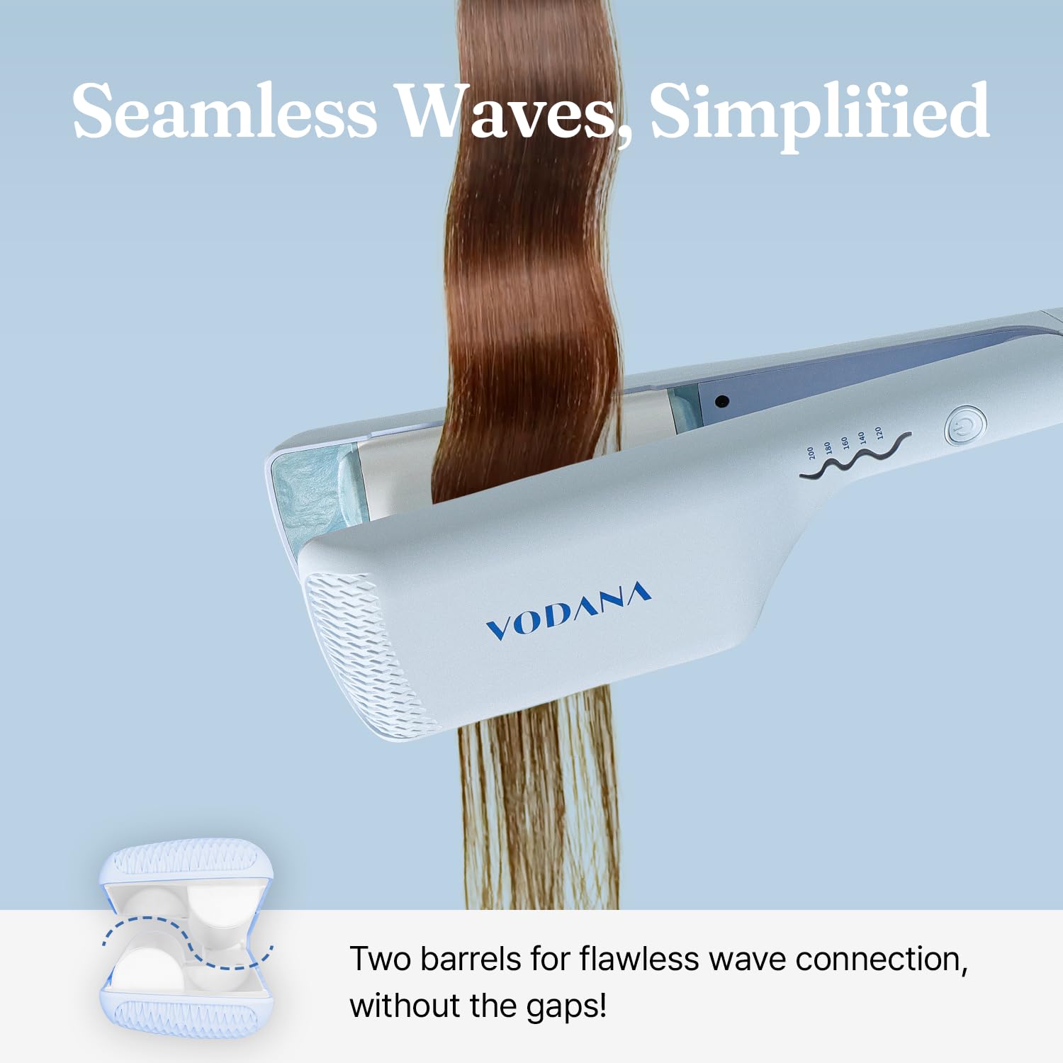 Amazon | VODANA トリプルフローアイロン (40mm, Creamy Blue) 安全な