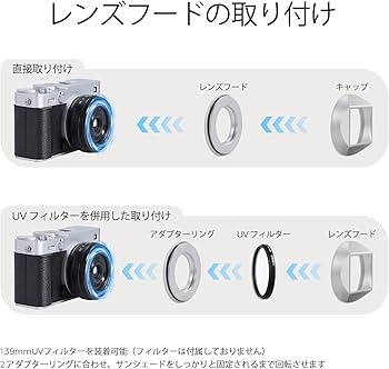Amazon | スクエアメタルレンズフード レンズキャップ付き Fujifilm XF