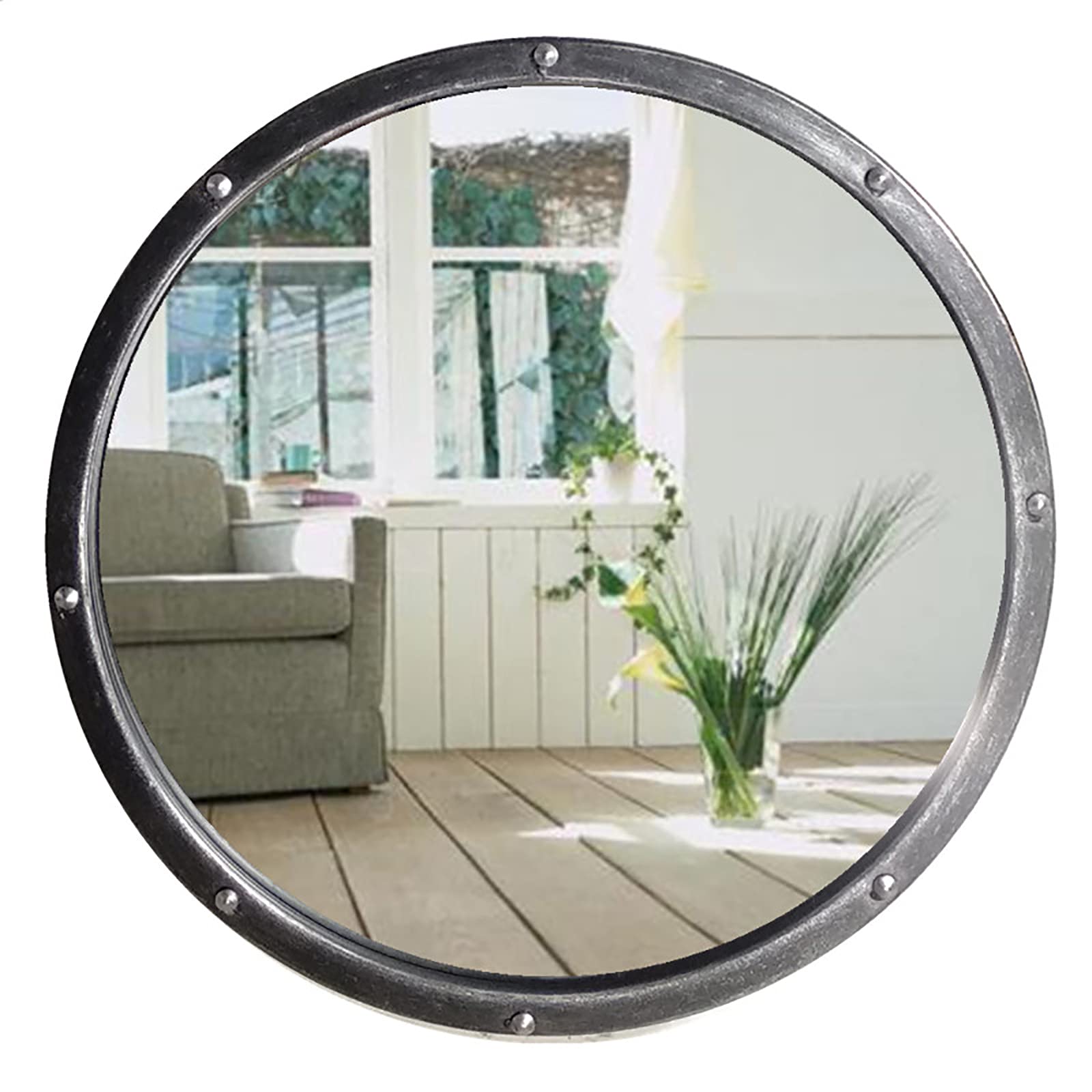 Amazon.co.jp: インダストリアル 丸型 壁鏡 壁掛けミラー ウォール