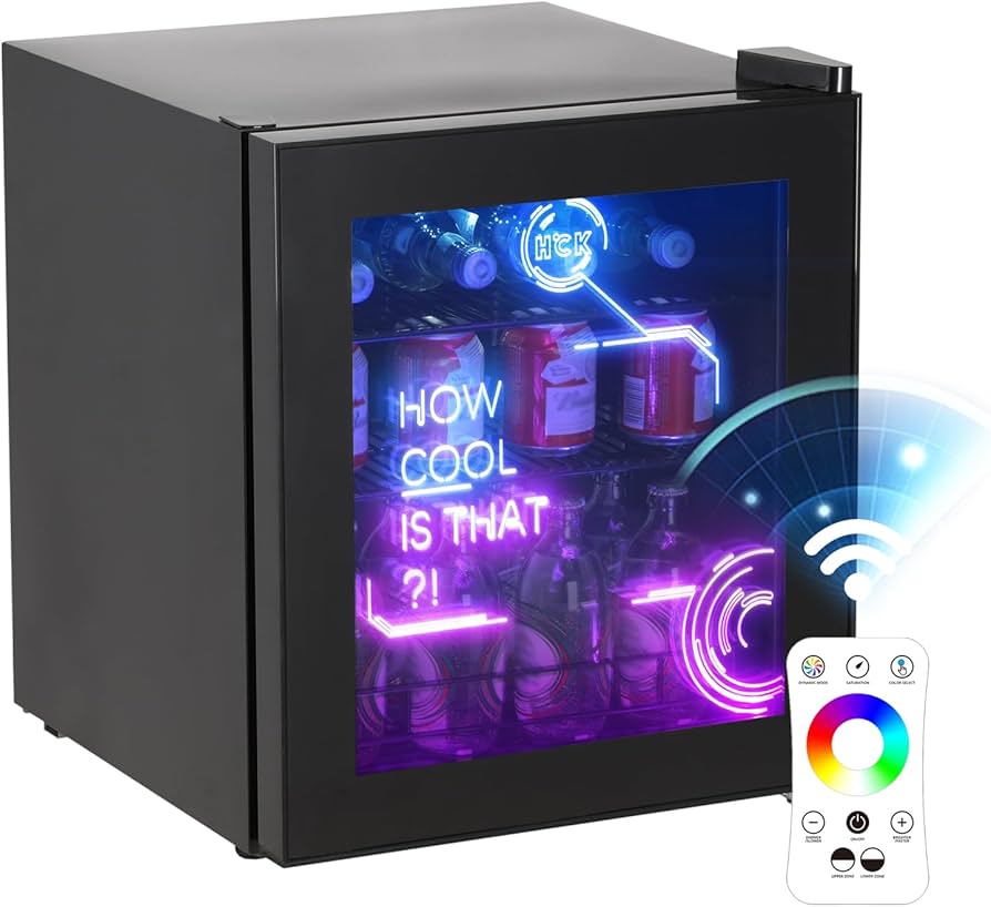 Amazon | HCK ゲーミング冷蔵庫 44L ドリンク用 RGB LEDネオン 透明