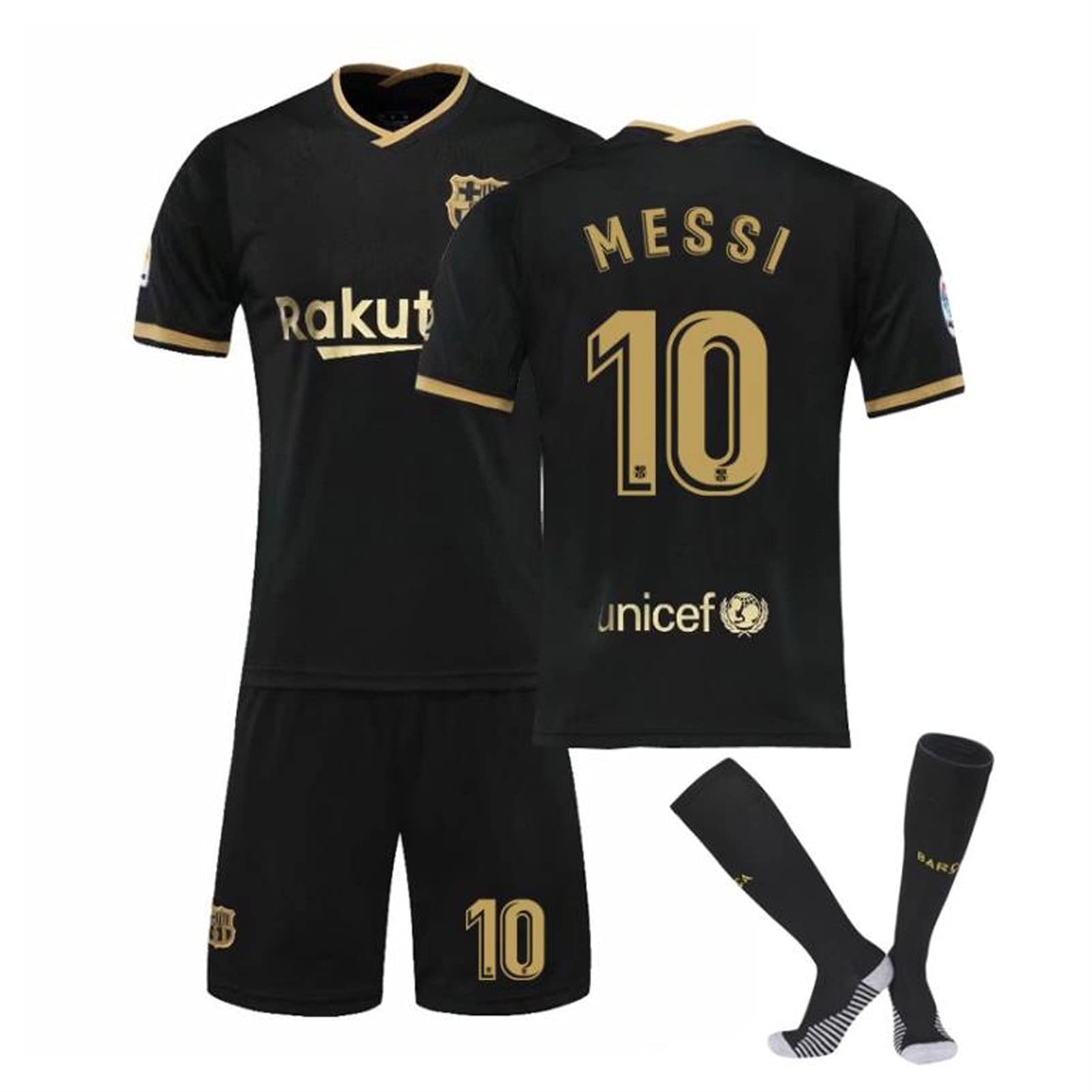 Amazon.co.jp: 子供大人サッカー ユニフォーム，メッシ#10黒金