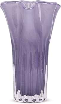 Amazon.co.jp: 吹きガラスの花瓶、ユニークな広口の花瓶、紫の花瓶