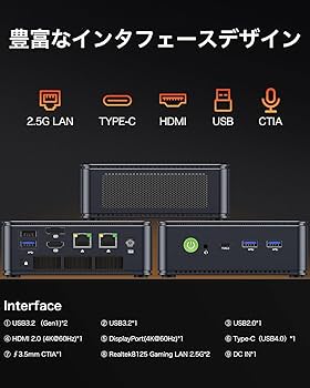 Amazon.co.jp: GMKtec ミニPC AMD Ryzen 5 6600H (6C/12T 最大4.50GHz
