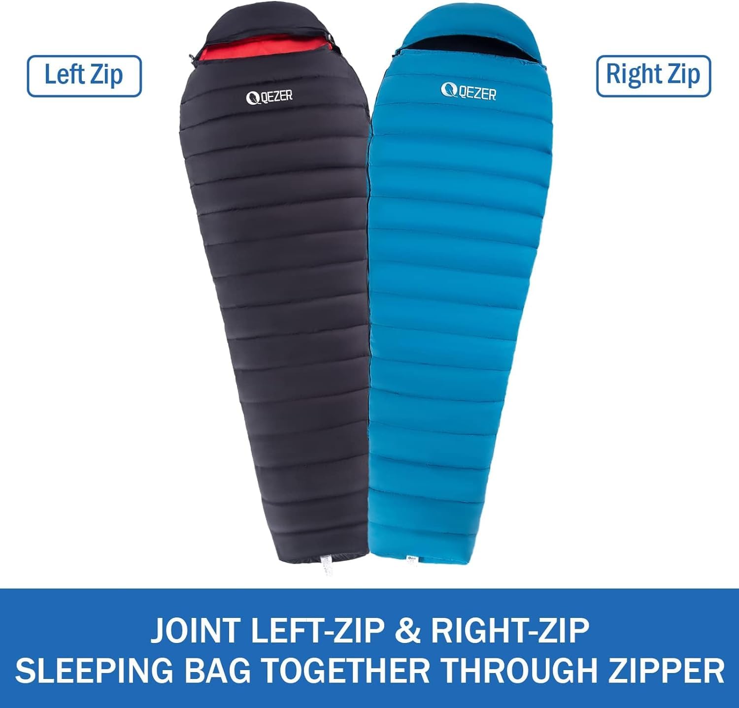 QEZER Ultralight Down Sleeping Bag for Adults 37-60 Degree F with