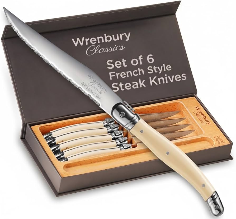 Amazon.com: Wrenbury Laguiole Style Steak Knives Set of 6 Serrated