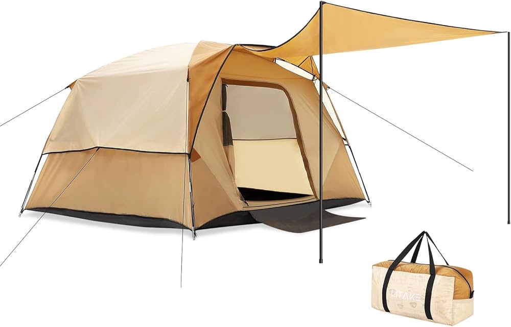 Amazon.co.jp: Litake テント 4人用 ドームテント 広い前室 二重層