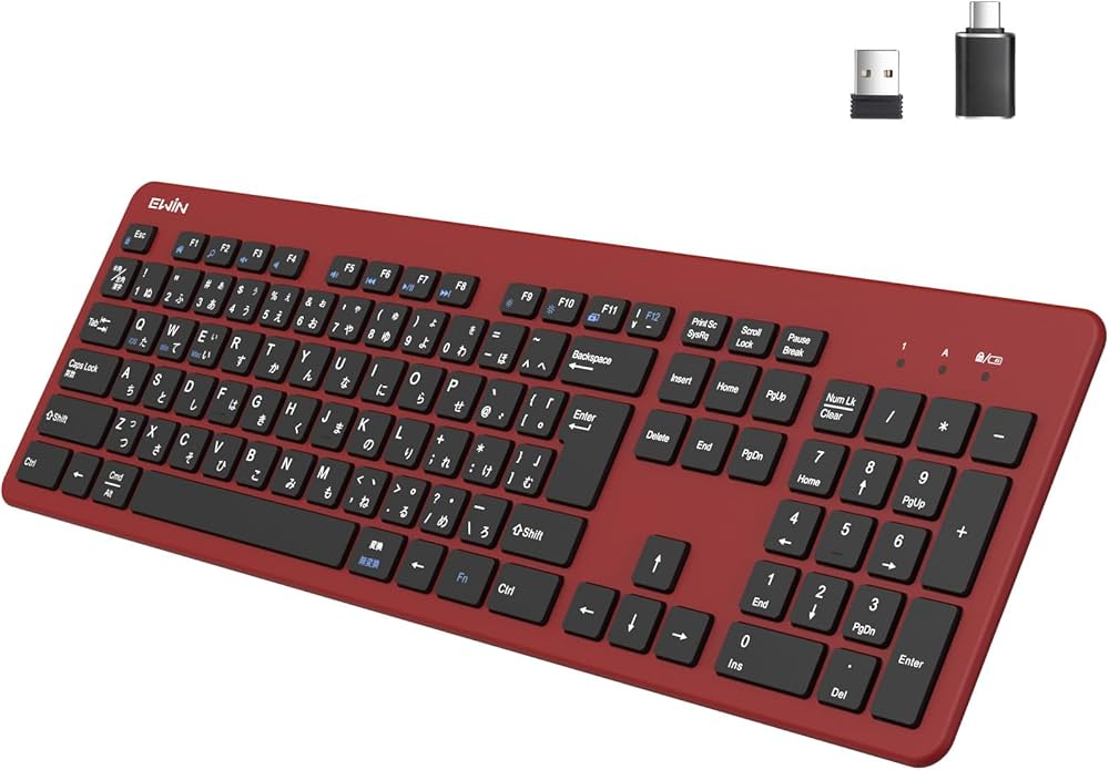 Amazon | Ewin ワイヤレスキーボード 2.4G JIS配列 テンキー付き USB