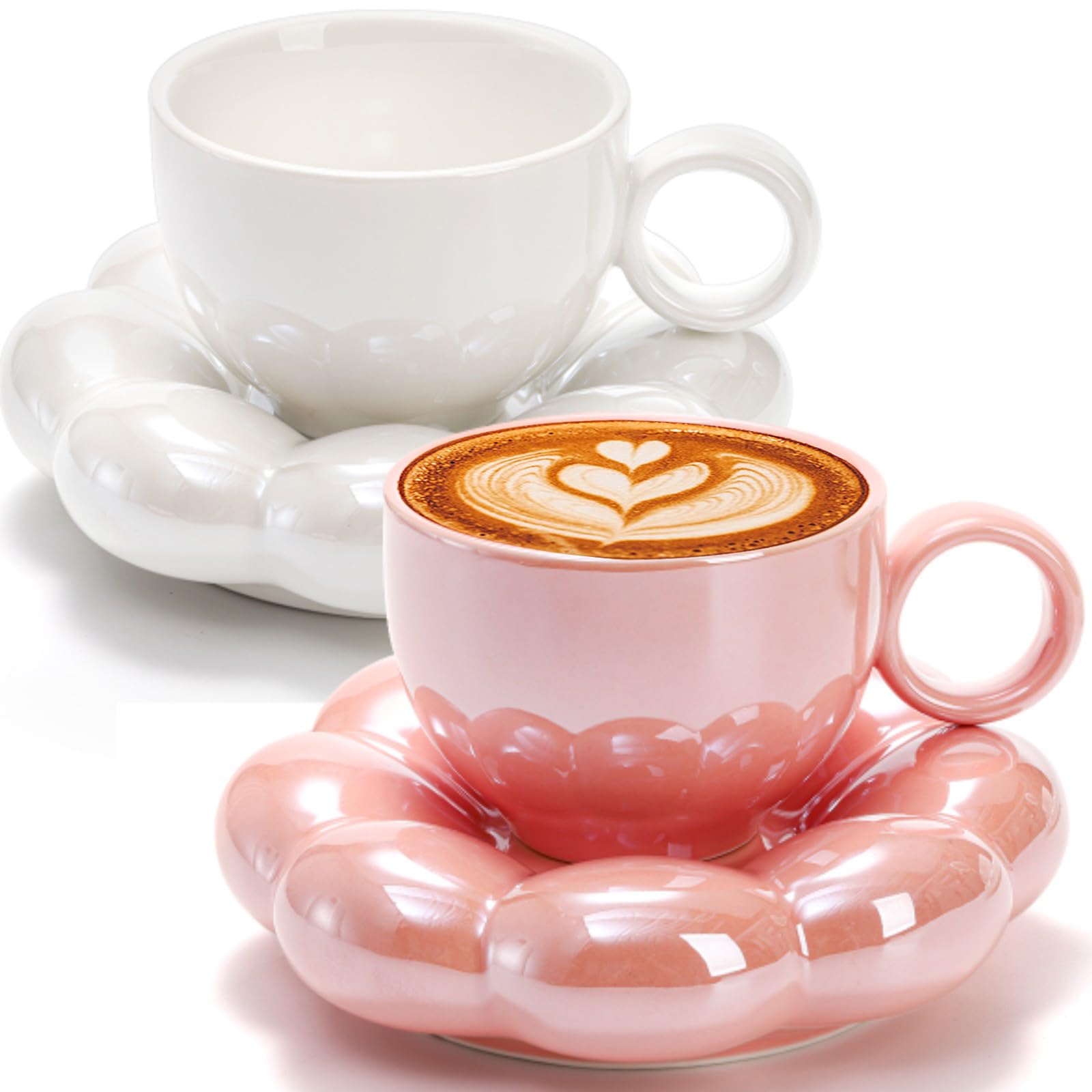 Amazon.com | Goaste 2 Pack Ceramic Coffee Mug with Saucer Set