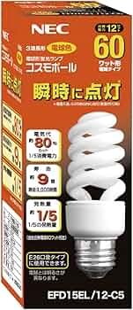 Amazon | NEC 電球形蛍光ランプ 《コスモボール》 60W形 E26口金 電球