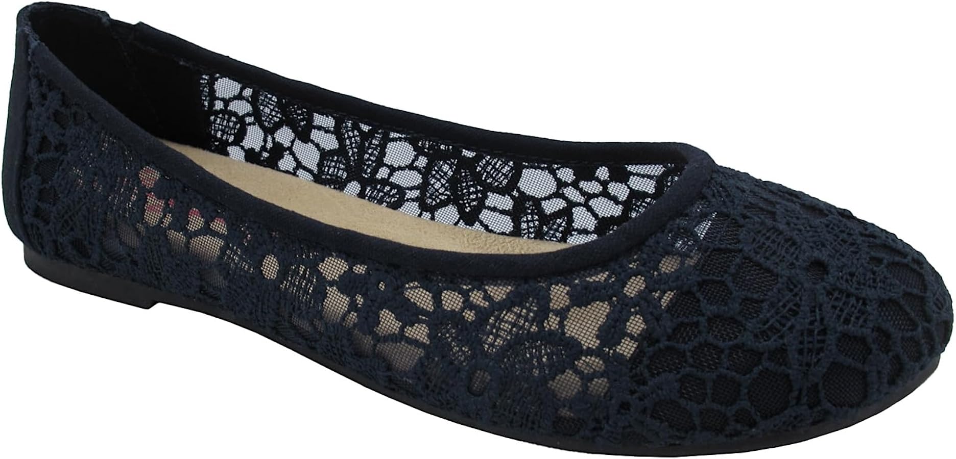 Amazon.com | Jellypop Laddy Women's Ballet Flats, Navy Crochet