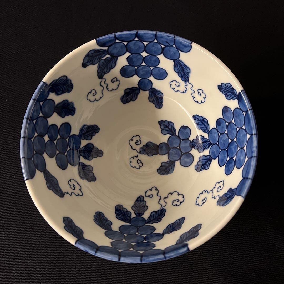 Amazon.co.jp: 源右衛門 染付葡萄絵 ぶどう 鉢 サラダボウル ボウル