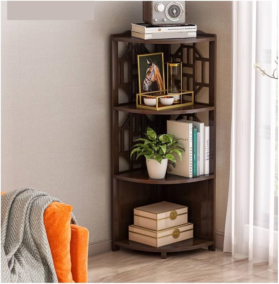 Amazon｜コーナーシェルフコーナーラック 自立竹 4 段コーナー棚コート