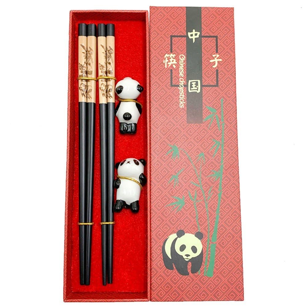 Amazon｜中国箸セット 箸置き付き パンダ 可愛い 滑り止め 箸ホルダー